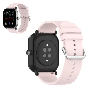 20mm simple silicone watch strap  for Amazfit watch - Light Pink / Silver Buckle