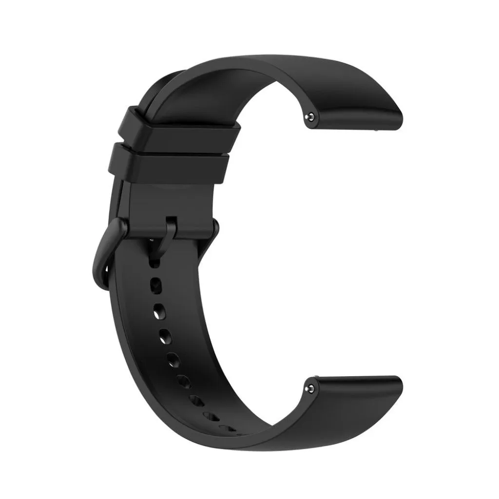 22mm Universal silicone quick release watch strap - Black / Black Buckle