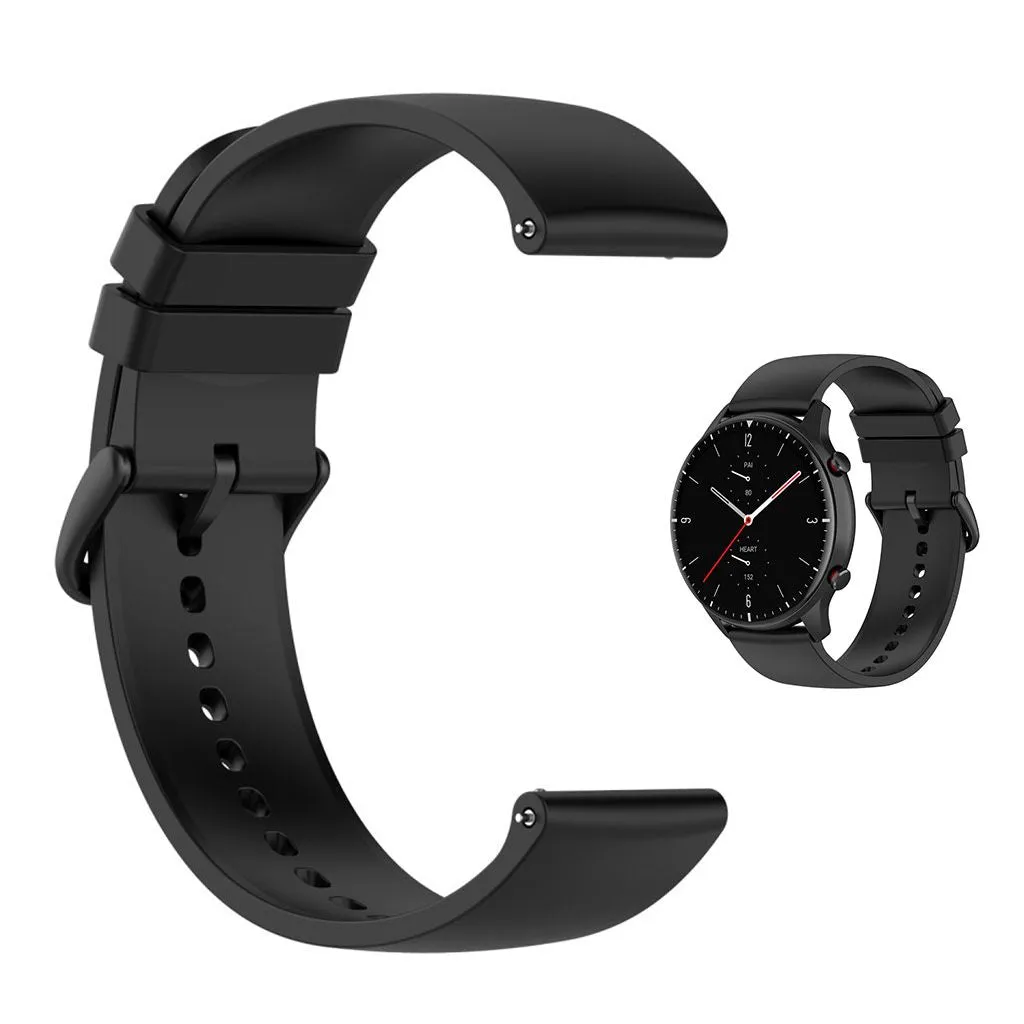 22mm Universal silicone quick release watch strap - Black / Black Buckle