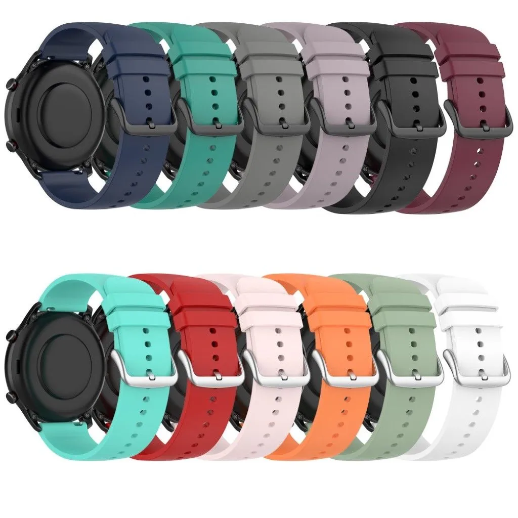 22mm Universal silicone quick release watch strap - Black / Black Buckle