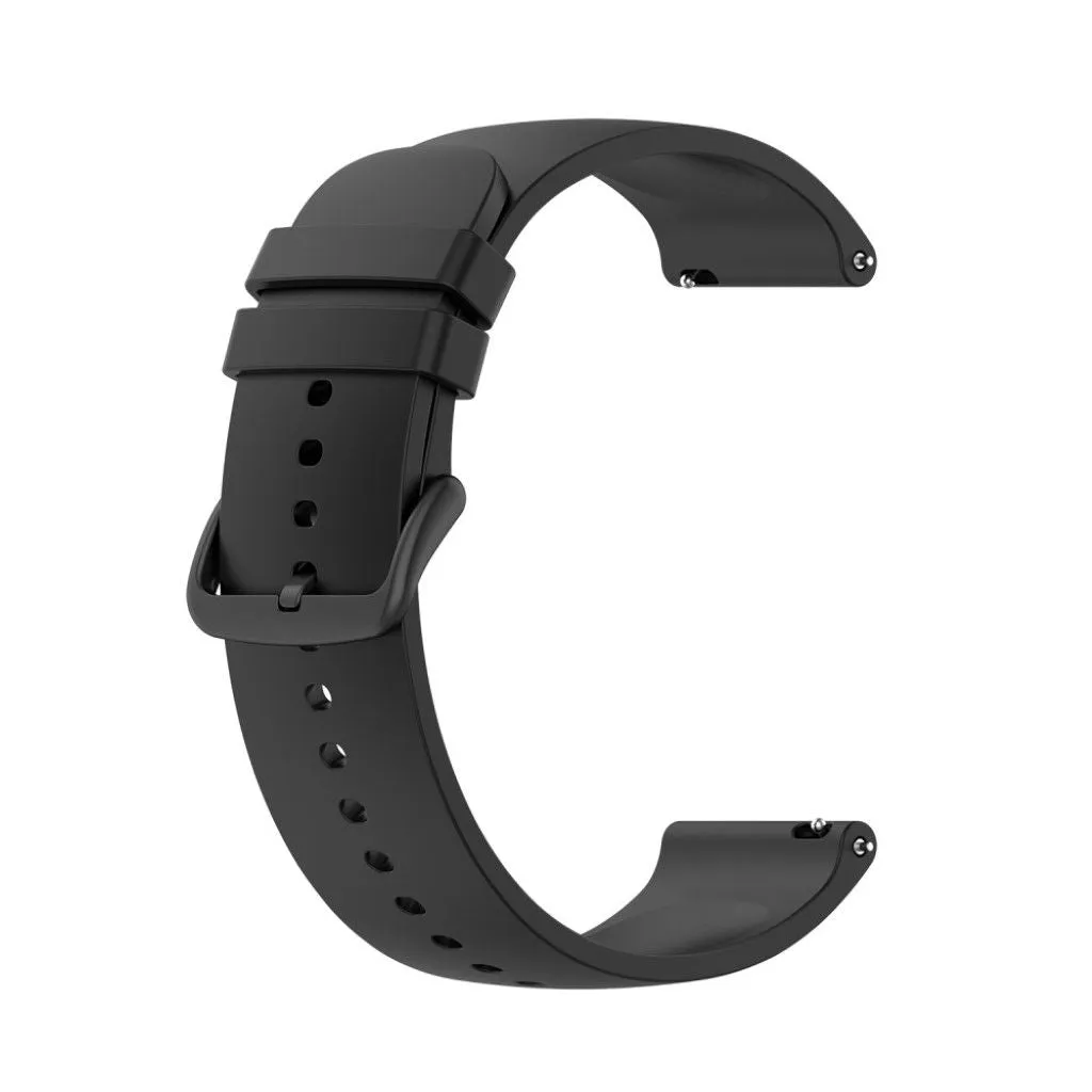 22mm Universal silicone quick release watch strap - Black / Black Buckle