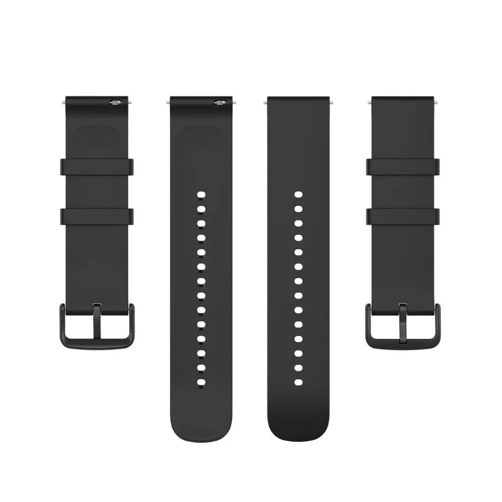 22mm Universal silicone quick release watch strap - Black / Black Buckle