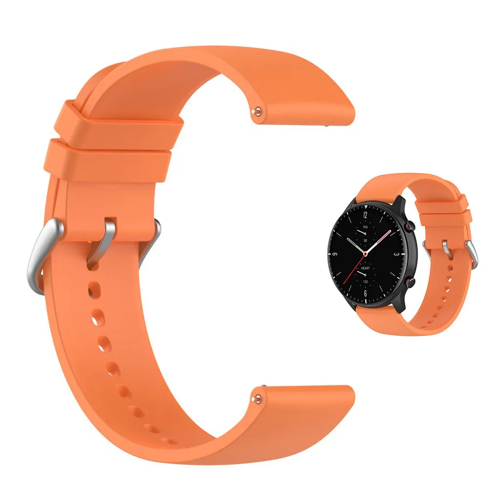 22mm Universal silicone quick release watch strap - Orange / Silver Buckle