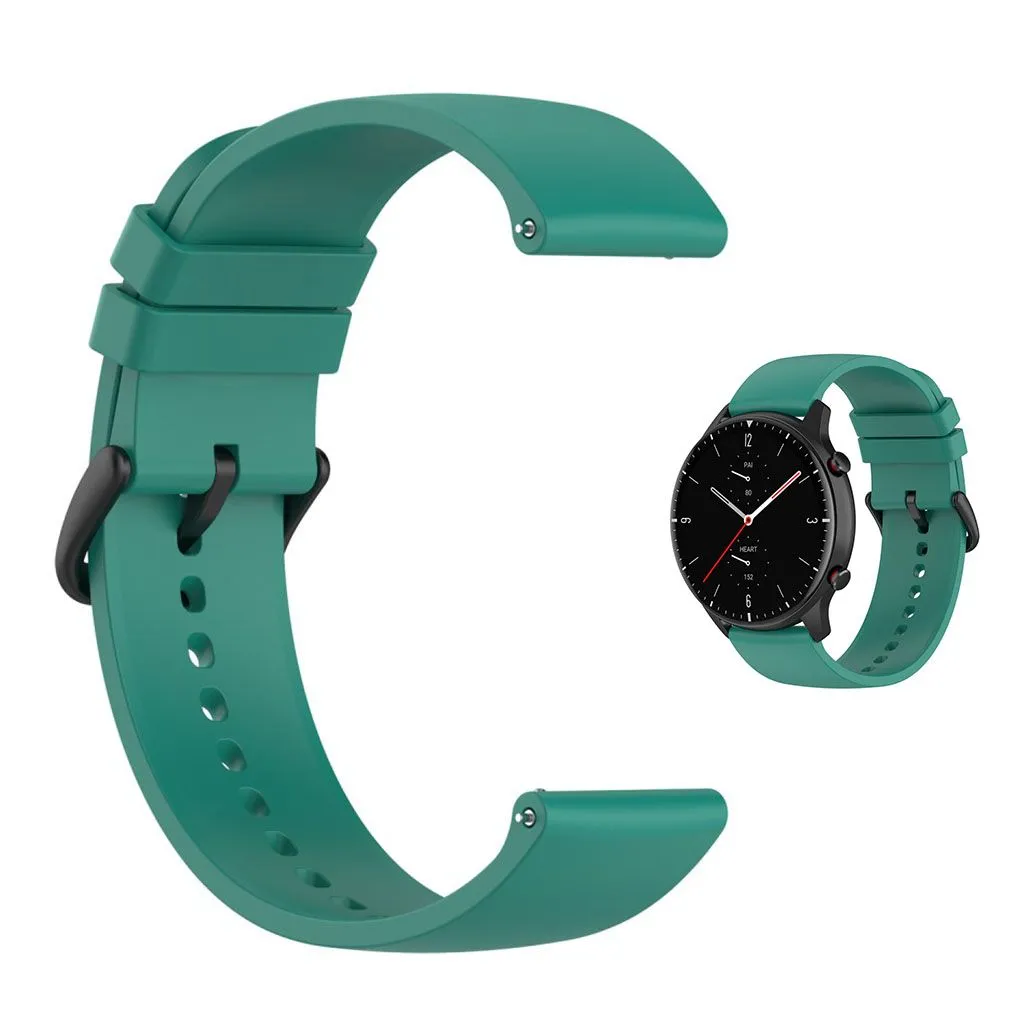 22mm Universal silicone quick release watch strap - Pine Green / Black Buckle