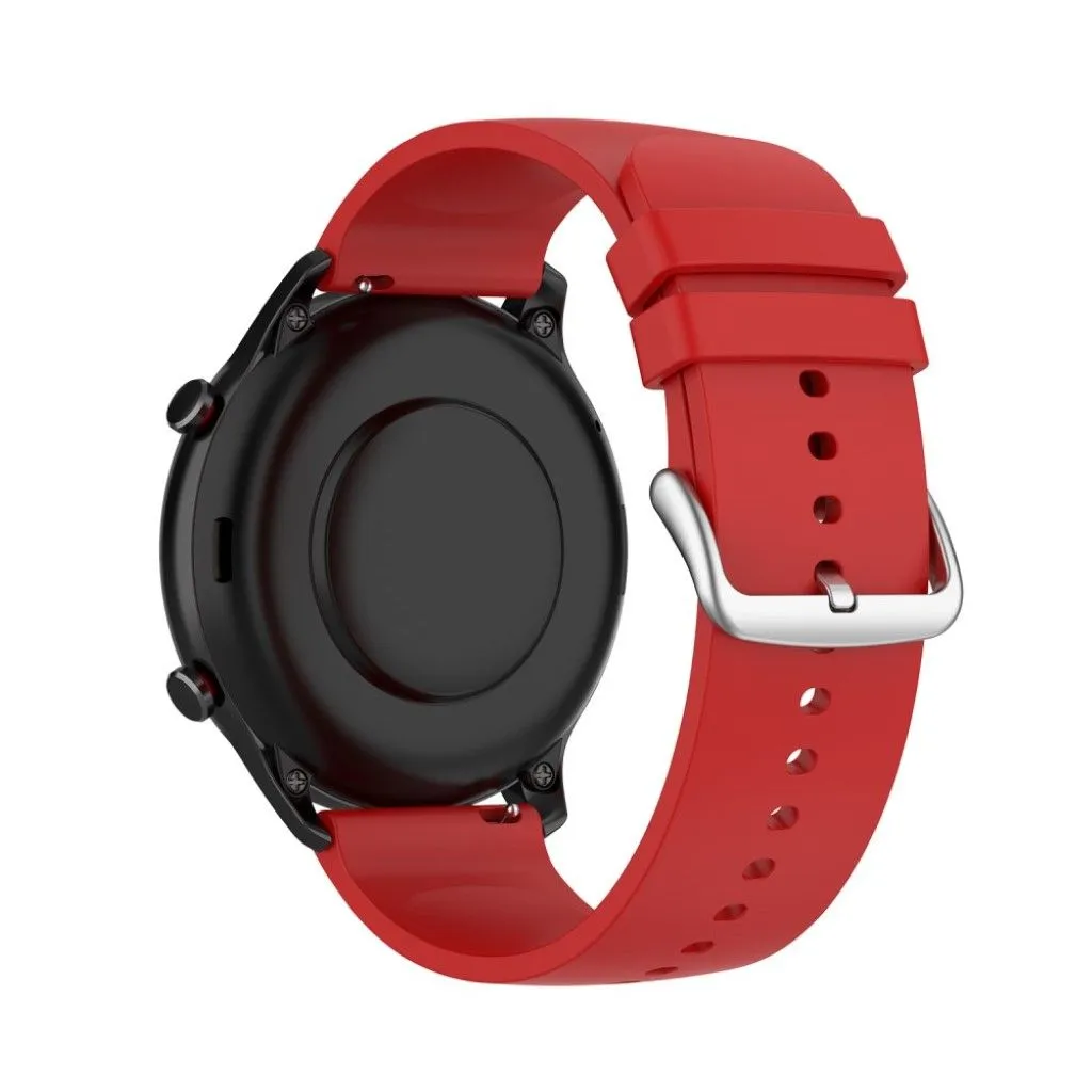 22mm Universal silicone quick release watch strap - Red / Silver Buckle