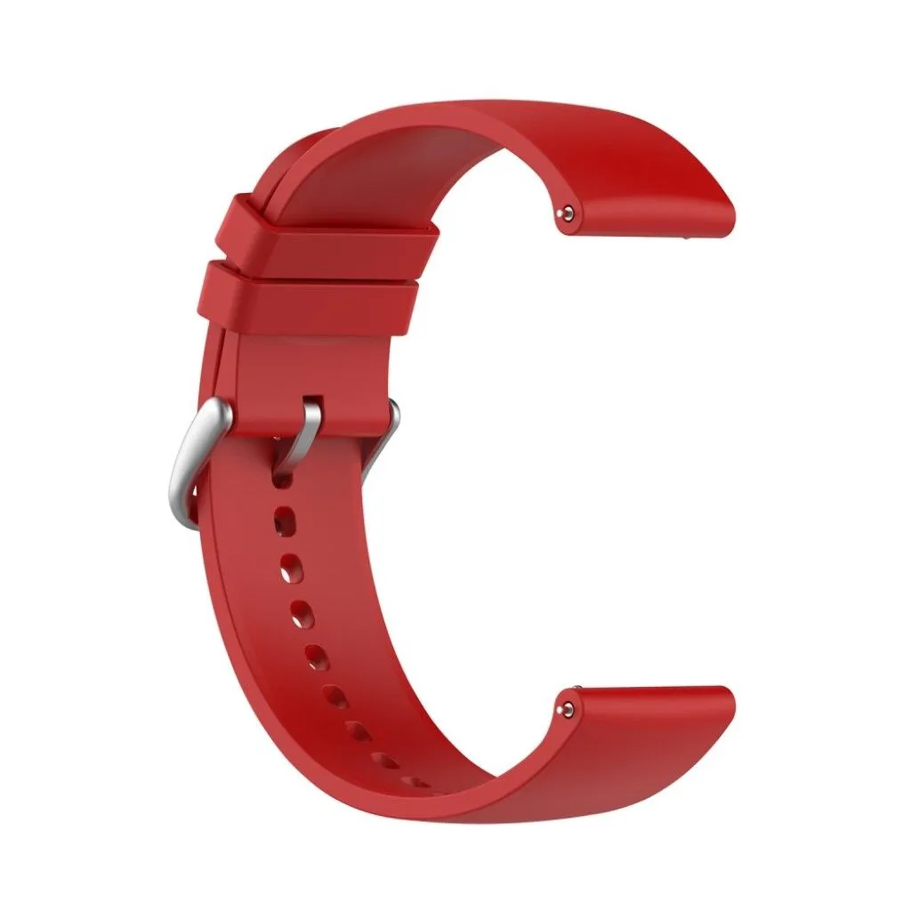 22mm Universal silicone quick release watch strap - Red / Silver Buckle