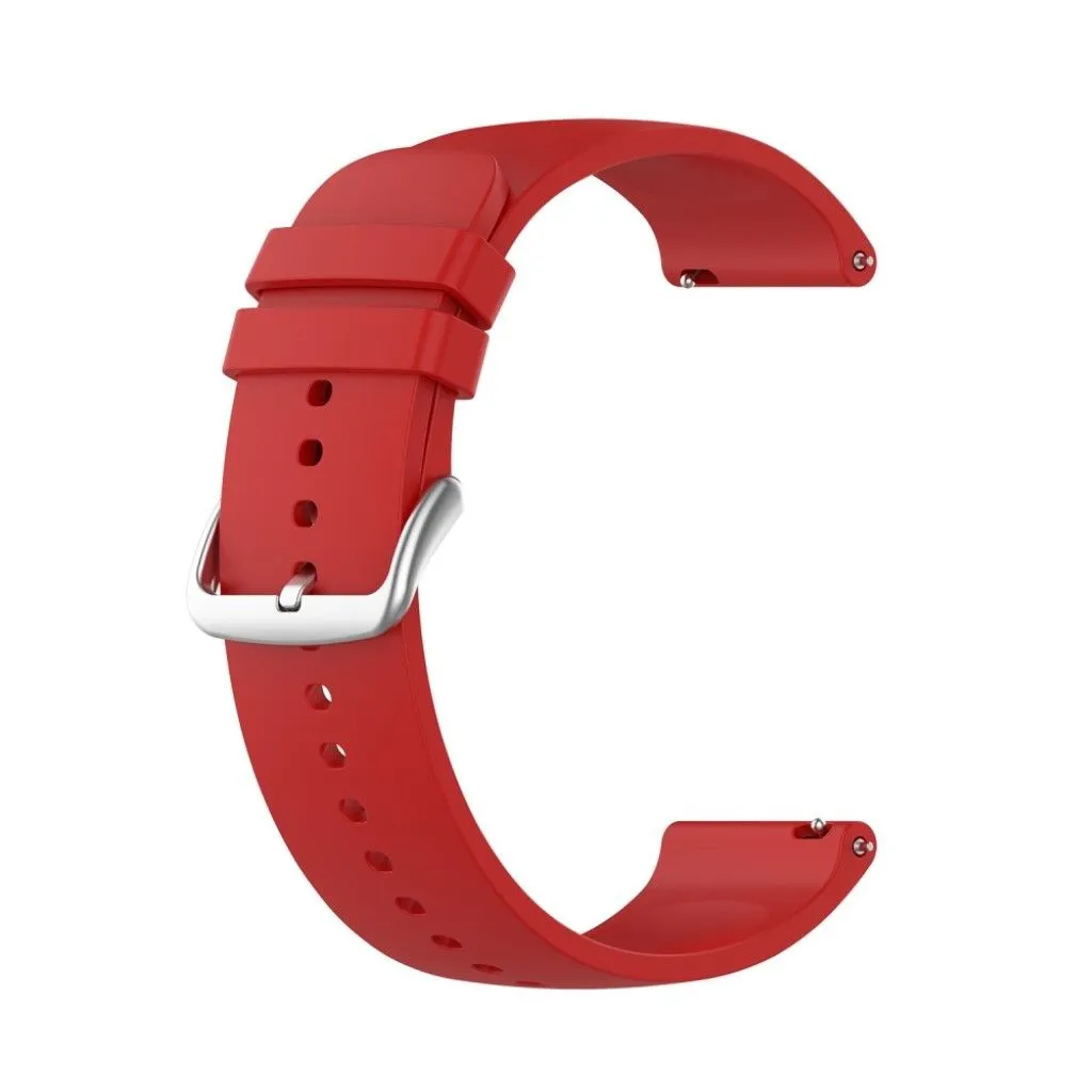 22mm Universal silicone quick release watch strap - Red / Silver Buckle