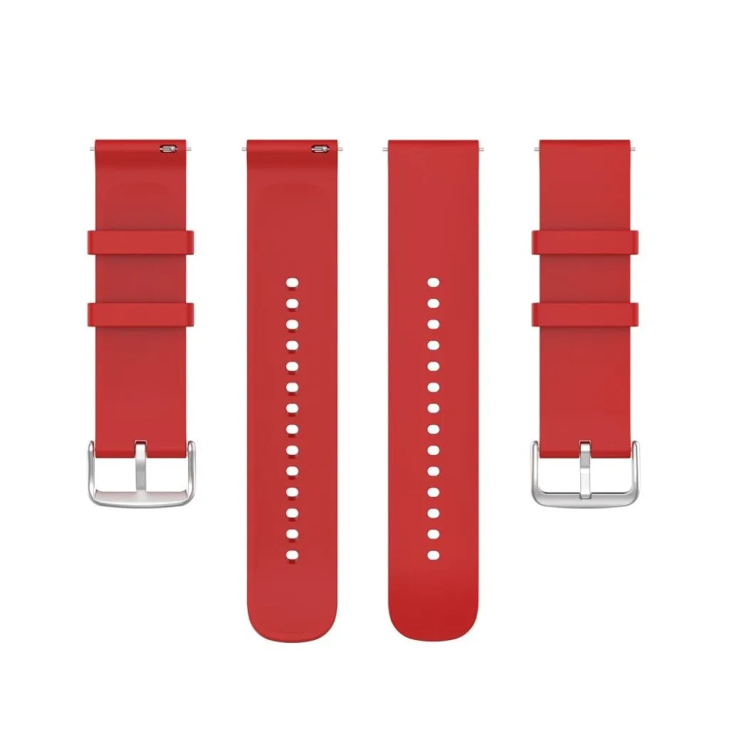 22mm Universal silicone quick release watch strap - Red / Silver Buckle