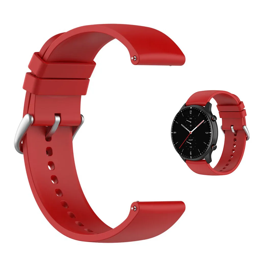 22mm Universal silicone quick release watch strap - Red / Silver Buckle