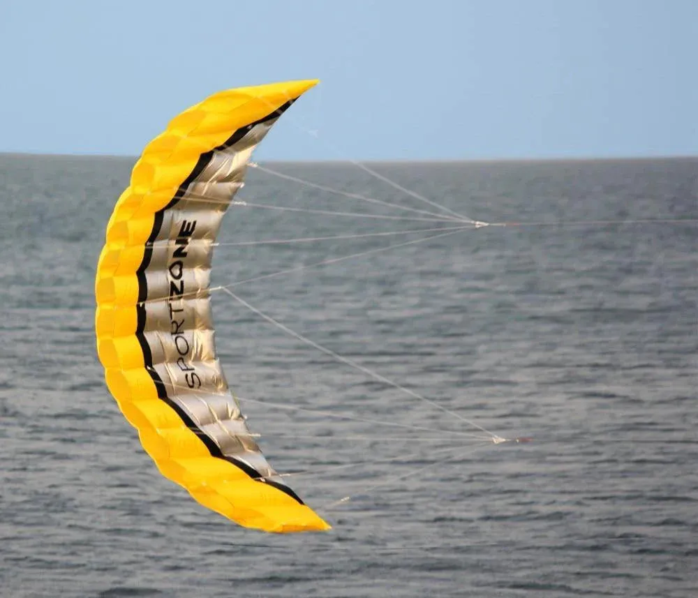 2.5m Yellow Sturdy Parafoil Kite with Dual Lines and Tools