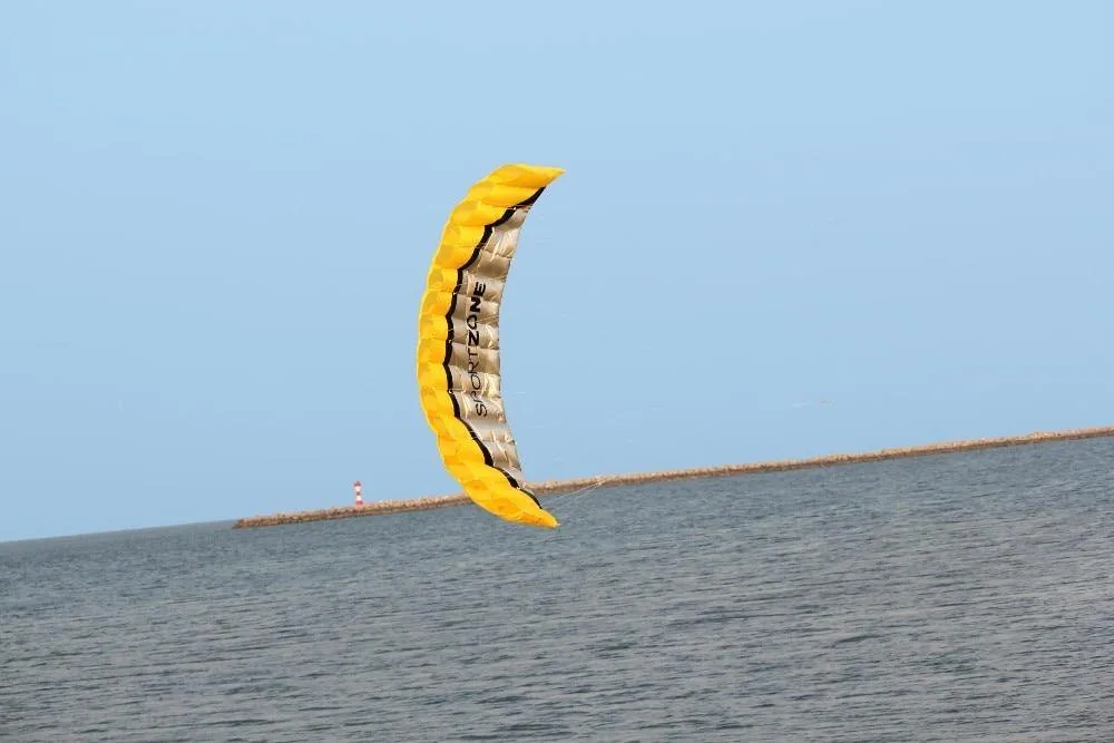 2.5m Yellow Sturdy Parafoil Kite with Dual Lines and Tools