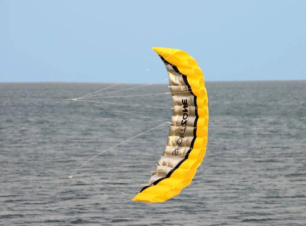 2.5m Yellow Sturdy Parafoil Kite with Dual Lines and Tools