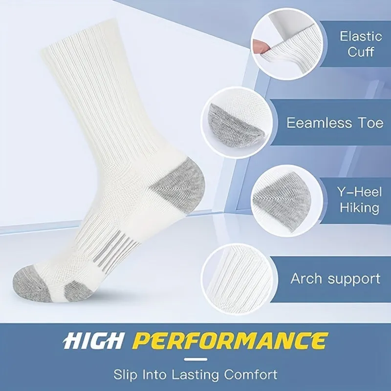 6 Pairs of Ultra-Comfortable Mens Solid Crew Socks - Moisture-Wicking, Elastic & Warm - Perfect for Cool Autumn & Winter Days