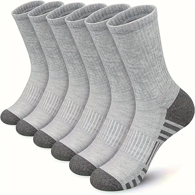 6 Pairs of Ultra-Comfortable Mens Solid Crew Socks - Moisture-Wicking, Elastic & Warm - Perfect for Cool Autumn & Winter Days