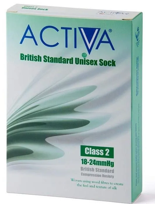 Activa Class 2 Unisex Ribbed Support Socks 18-24 mmHg Black Small