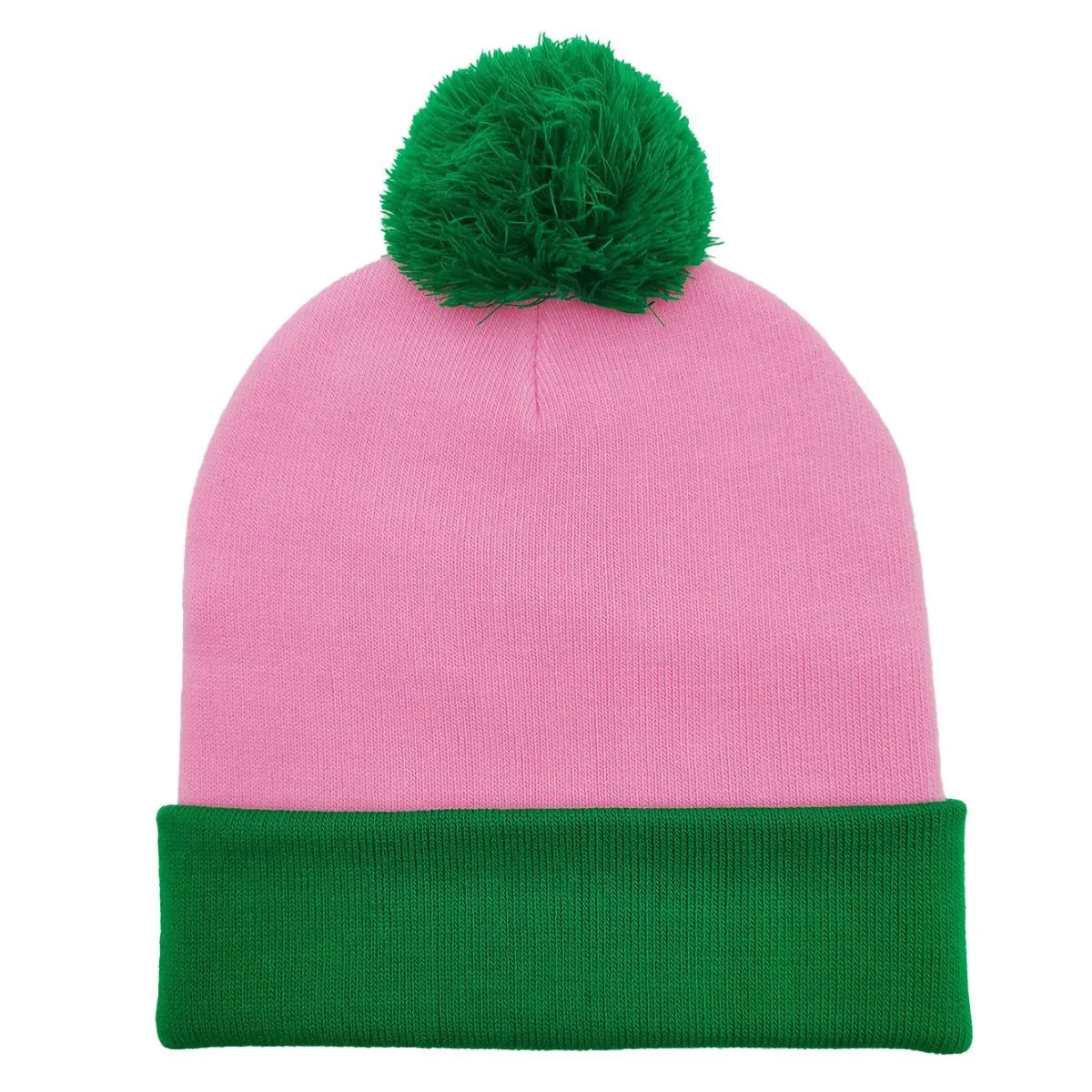 AKA Pink and Green Cuff Alpha Kappa Alpha Inspired Beanie Hat