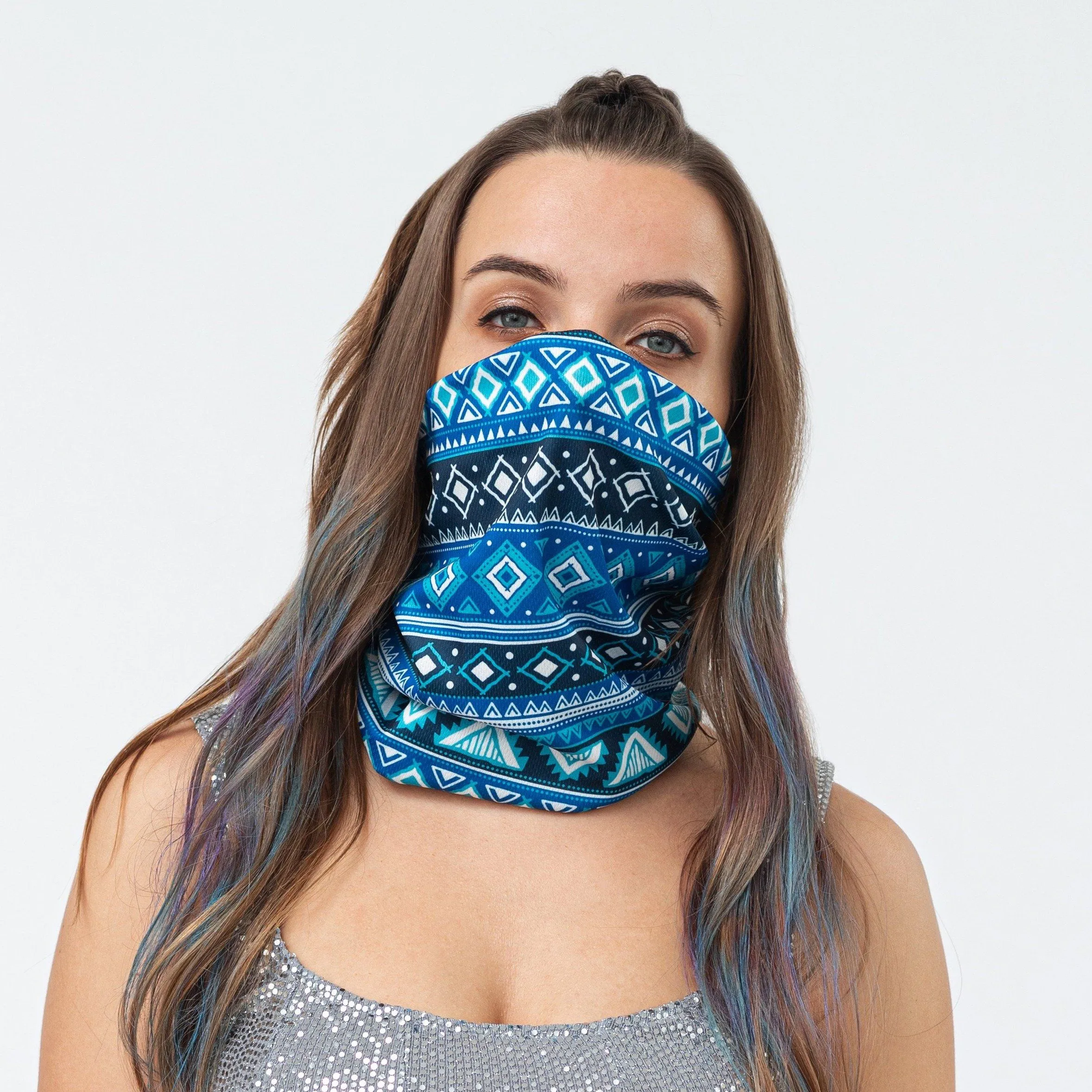 Bandana Face Mask - Blue Polygon (Available online only)