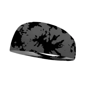 Black and Gray Tie Dye Performance Wicking Headband