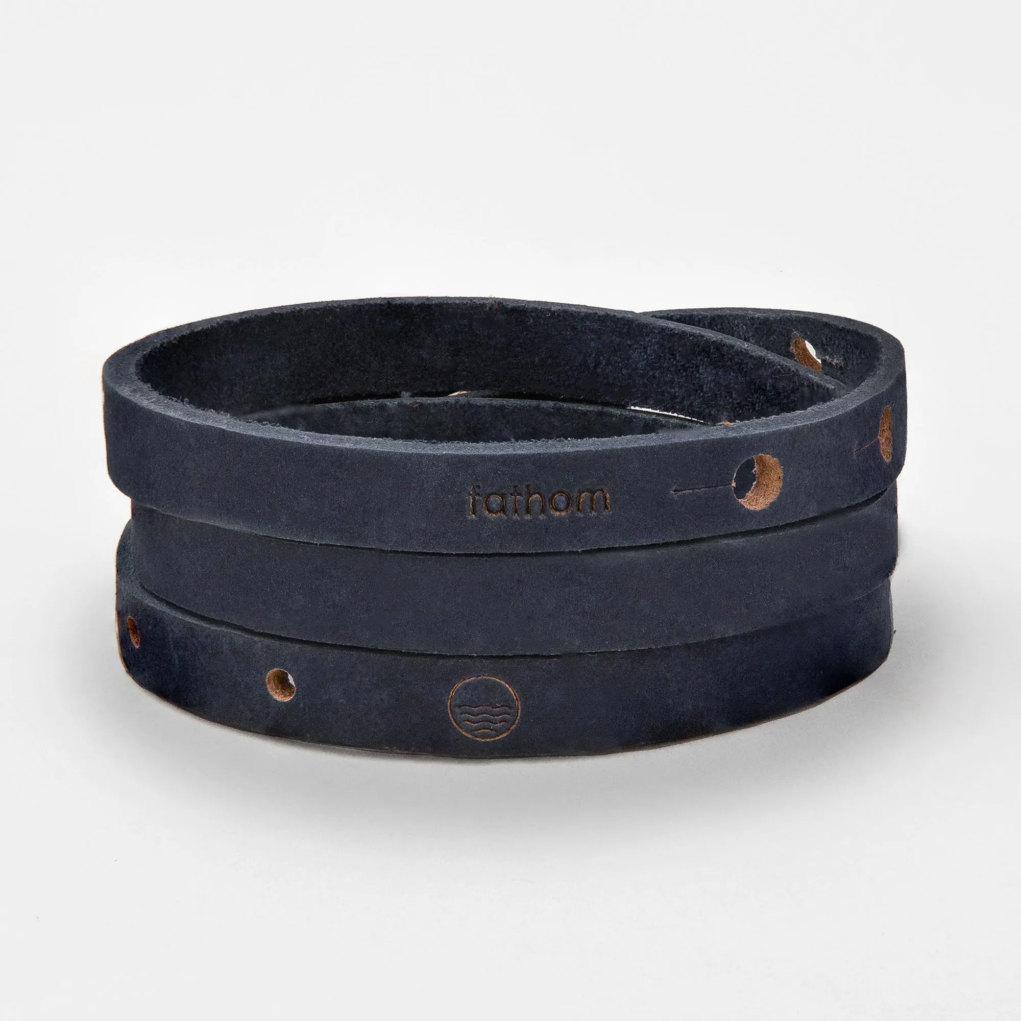 BORA-BORA Leather Mens Womens Cuff Bracelets Designer Wrap Wristbands Navy Blue Matte Black