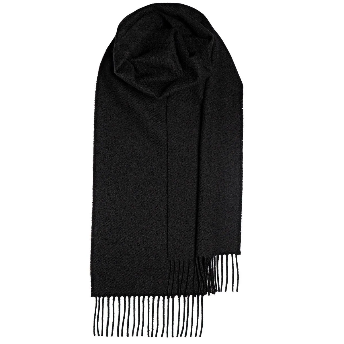 Bowhill Lambswool Scarf - Black Plain