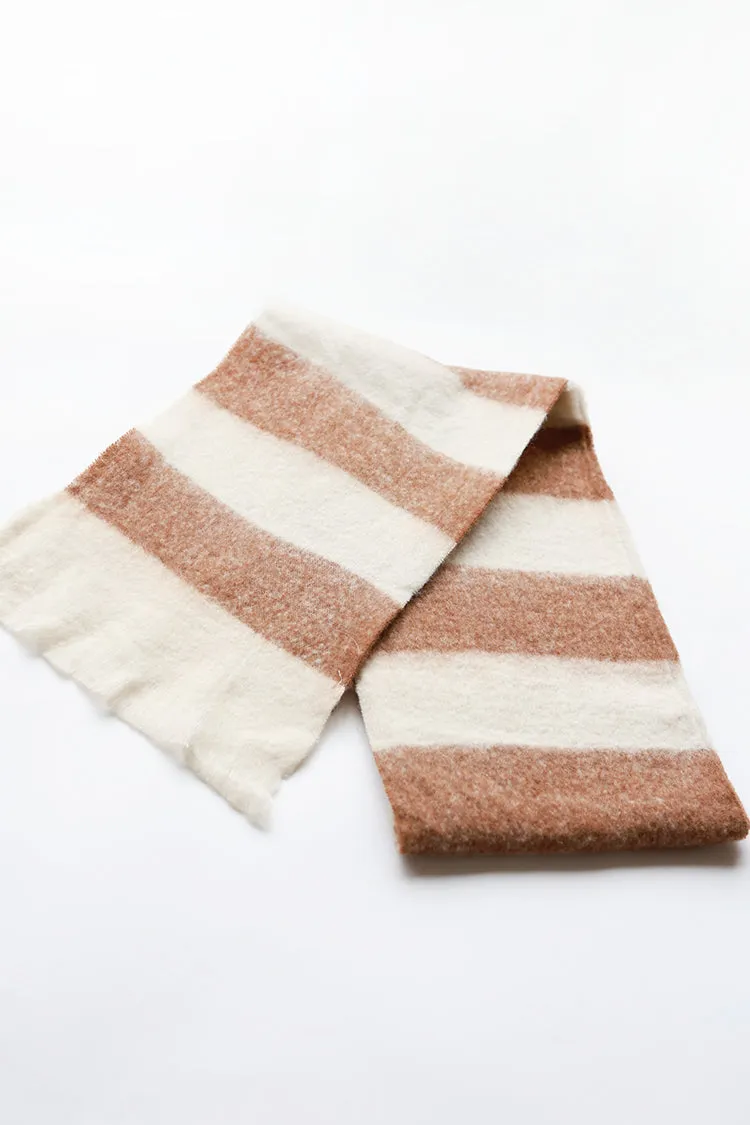 Brown and Cream Striped Chunky Scarf