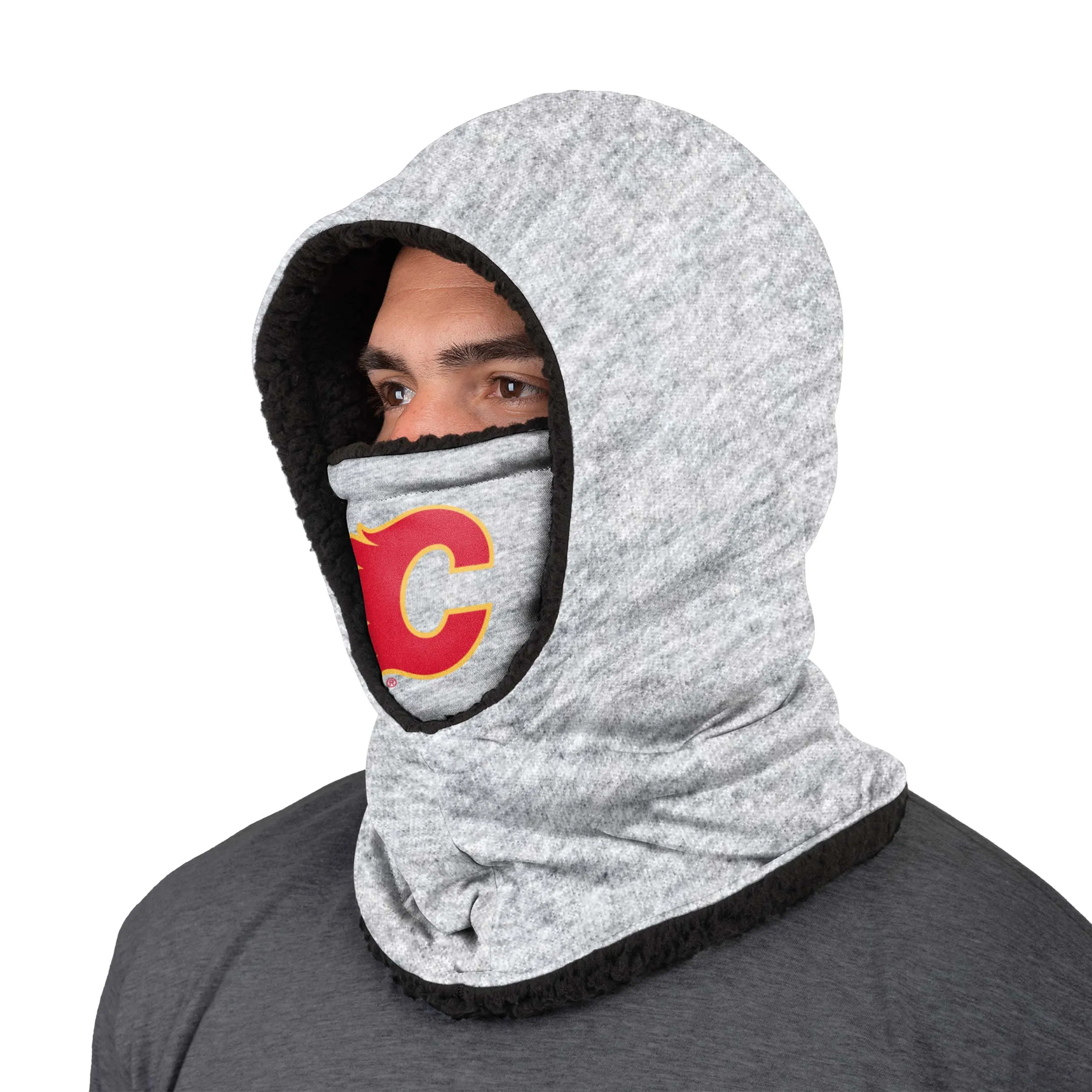 Calgary Flames NHL Heather Grey Big Logo Hooded Gaiter