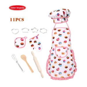 Children's cake cooking baking apron mold set DIY kitchen toys