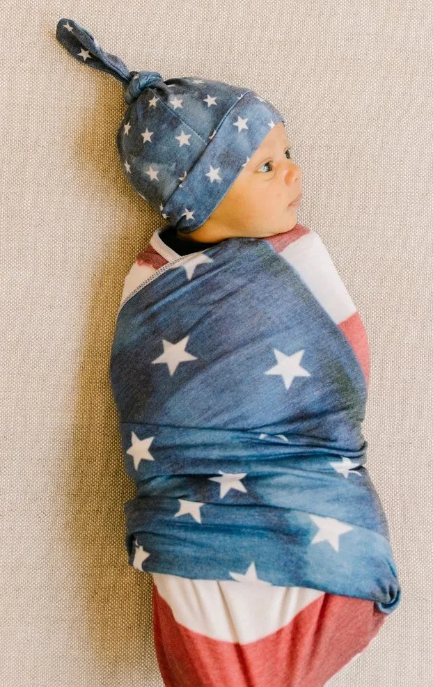 Copper Pearl Patriot Top Knot Hat