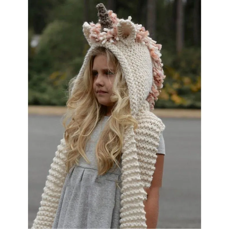 Crochet Unicorn Hooded Scarf