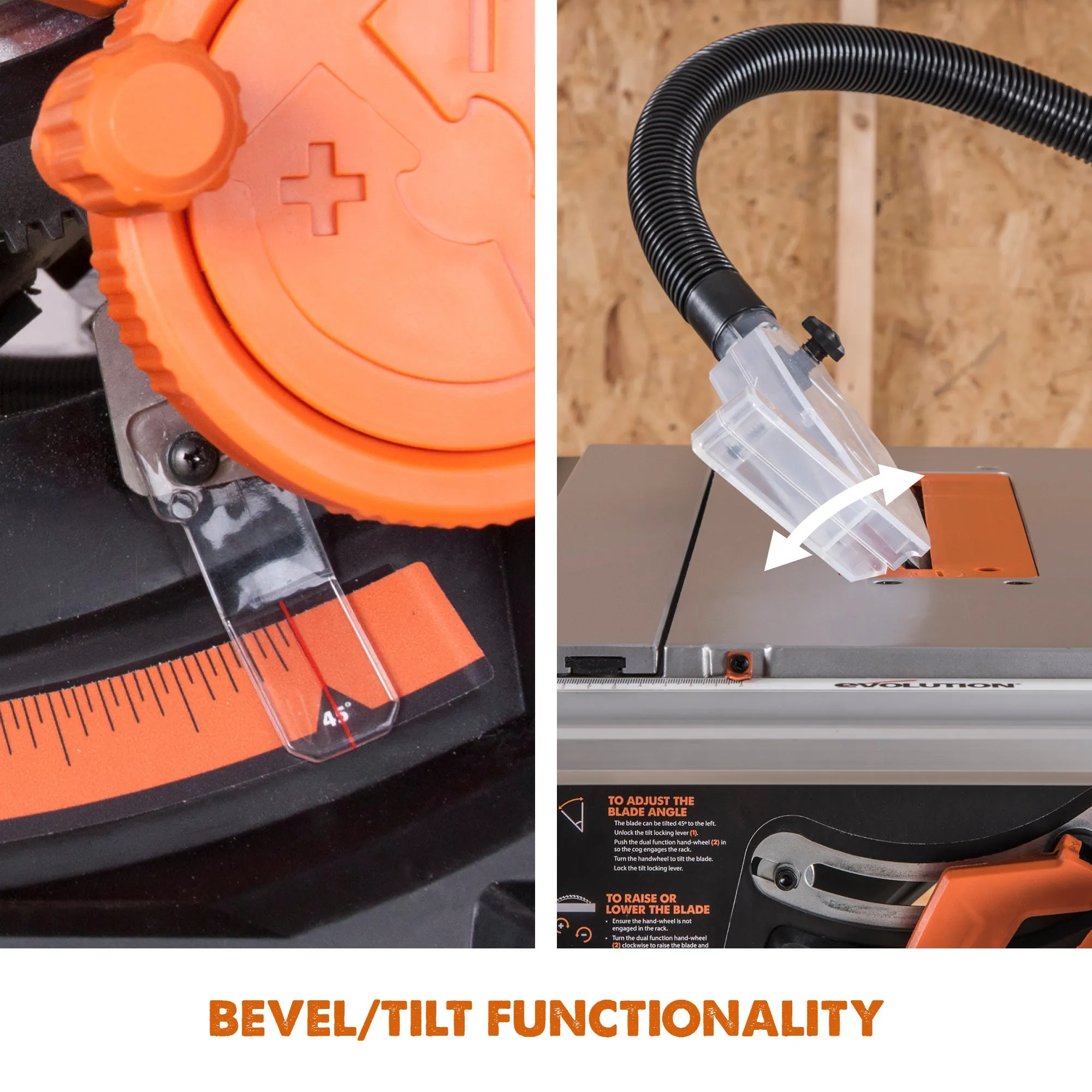 Evolution RAGE5-S: PRO Jobsite Table Saw With Foldable Stand and 10 in. Multi-Material Cutting Blade