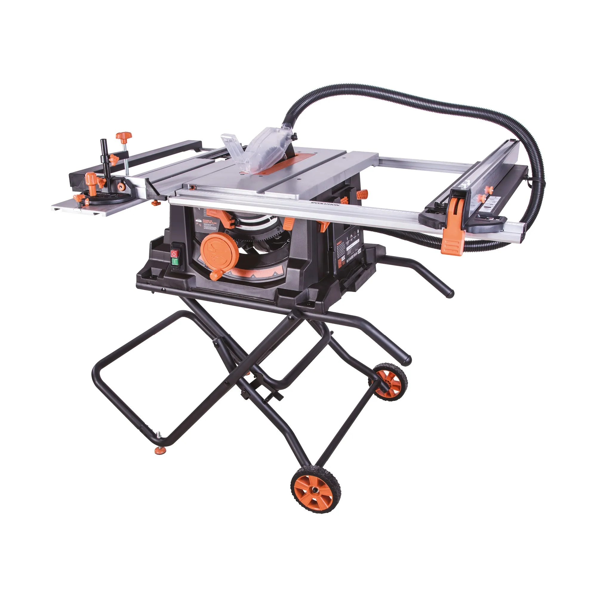 Evolution RAGE5-S: PRO Jobsite Table Saw With Foldable Stand and 10 in. Multi-Material Cutting Blade