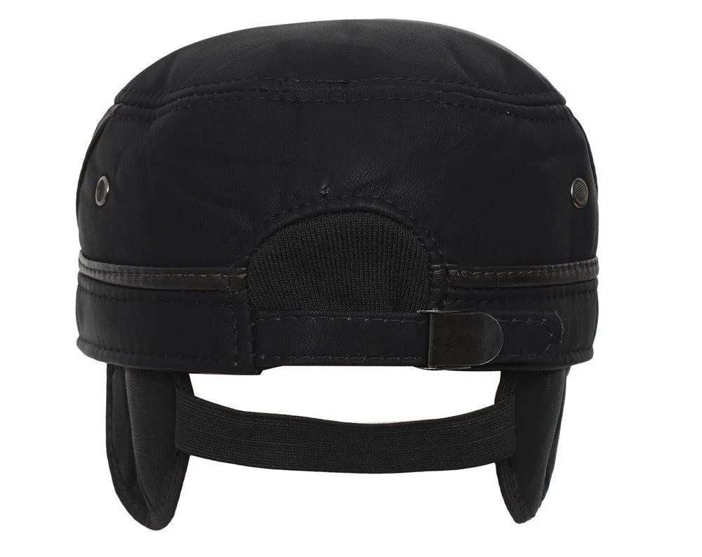 Fabseasons Black Solid Unisex Baseball Cap with Foldable Ear Cover for Winters