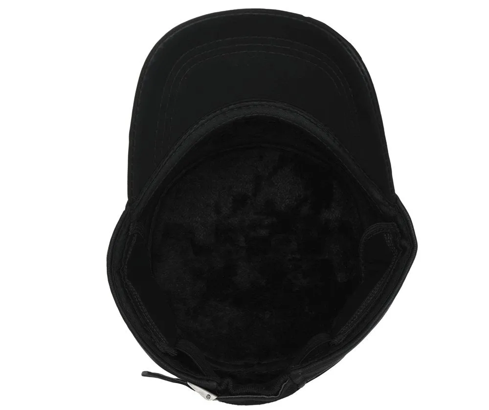 Fabseasons Black Solid Unisex Baseball Cap with Foldable Ear Cover for Winters