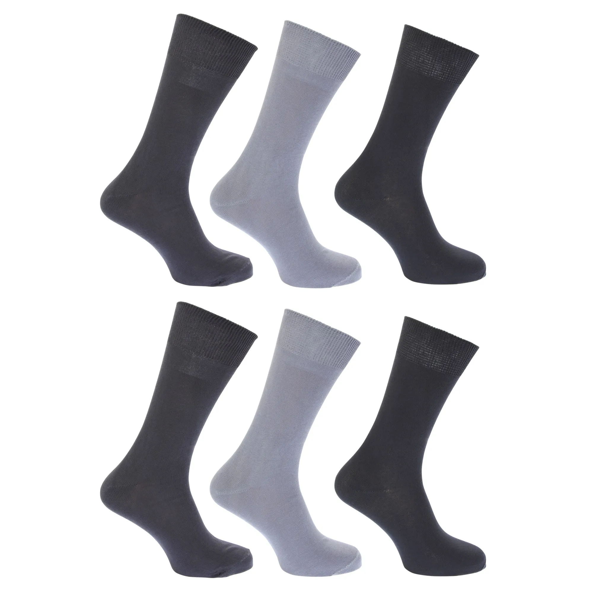 FLOSO Womens/Ladies Plain 100% Cotton Socks (Pack Of 6)