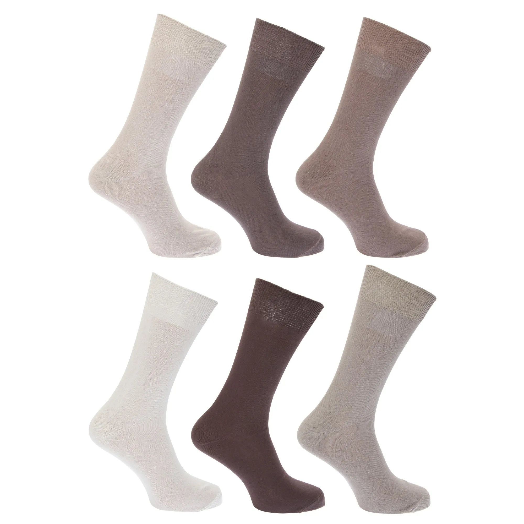 FLOSO Womens/Ladies Plain 100% Cotton Socks (Pack Of 6)