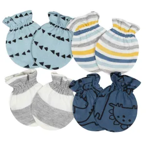 Gerber® 4-Pack Baby Boys Dinosaur No Scratch Mittens Set