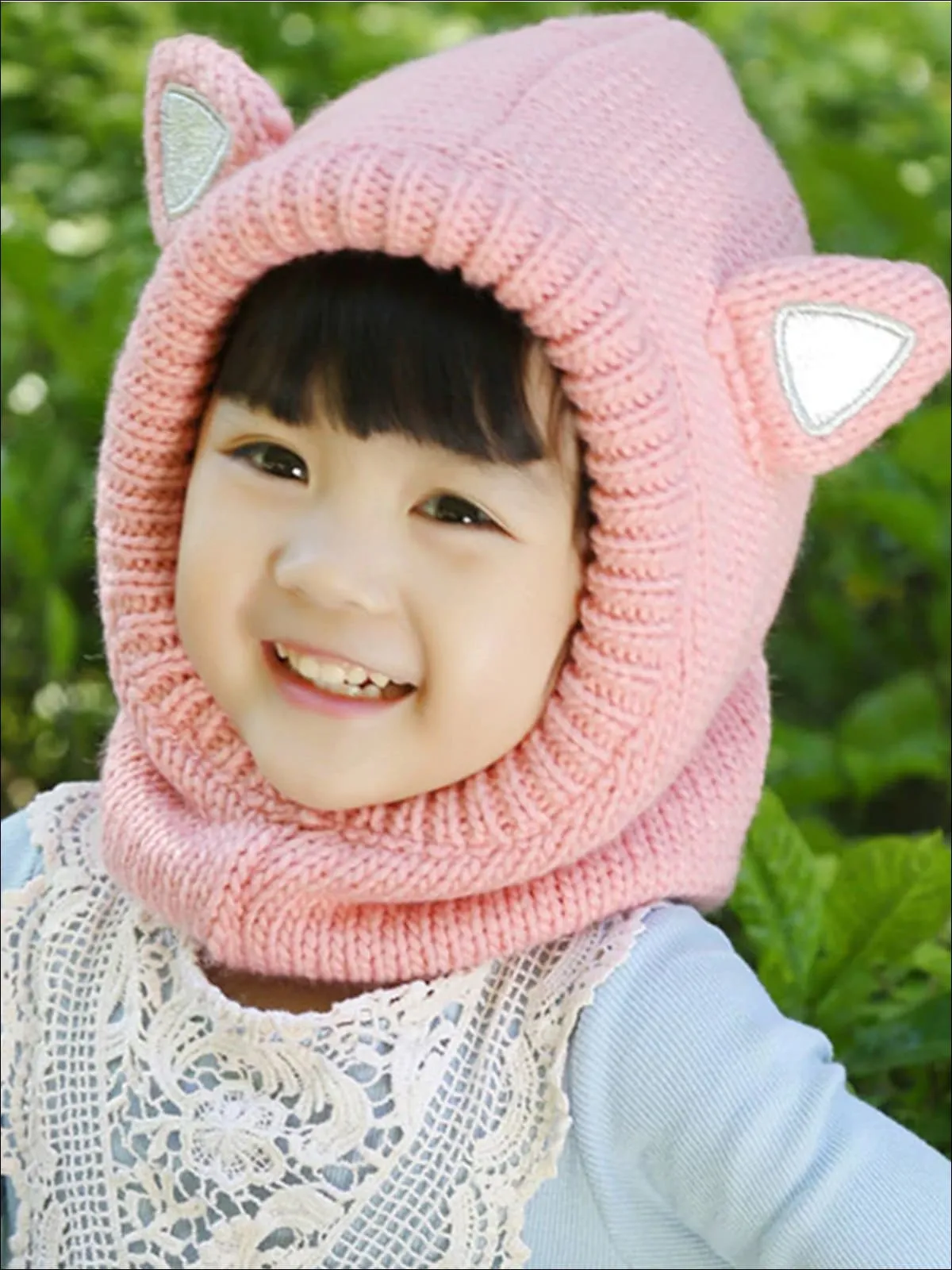 Girls Fall Knit Glitter Ear Beanie