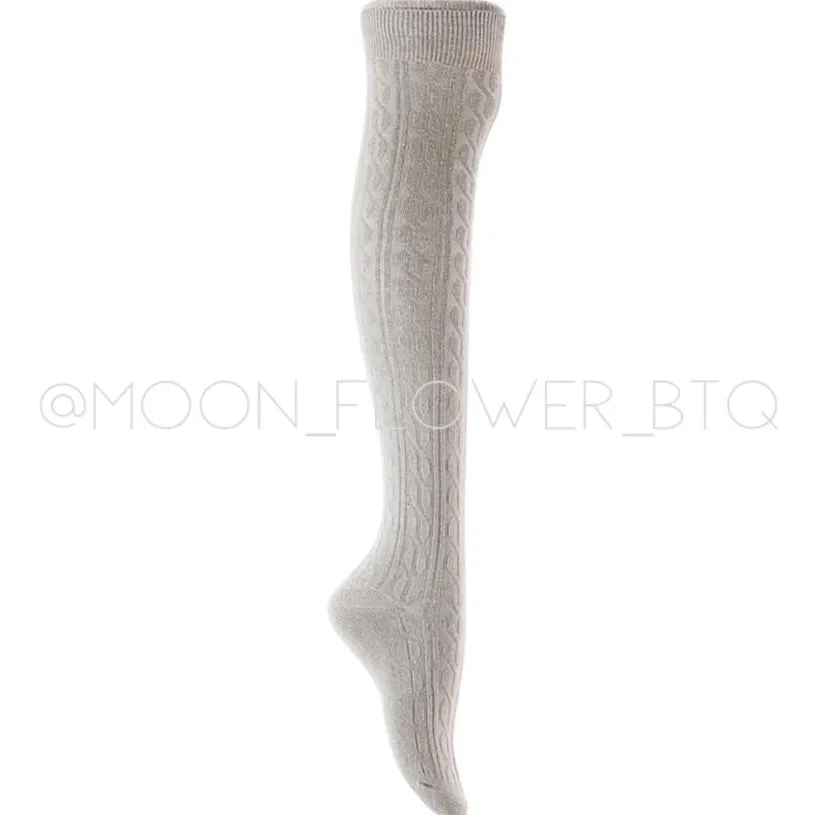 Gray Organic Cotton Knit Over the Knee Thigh High Socks