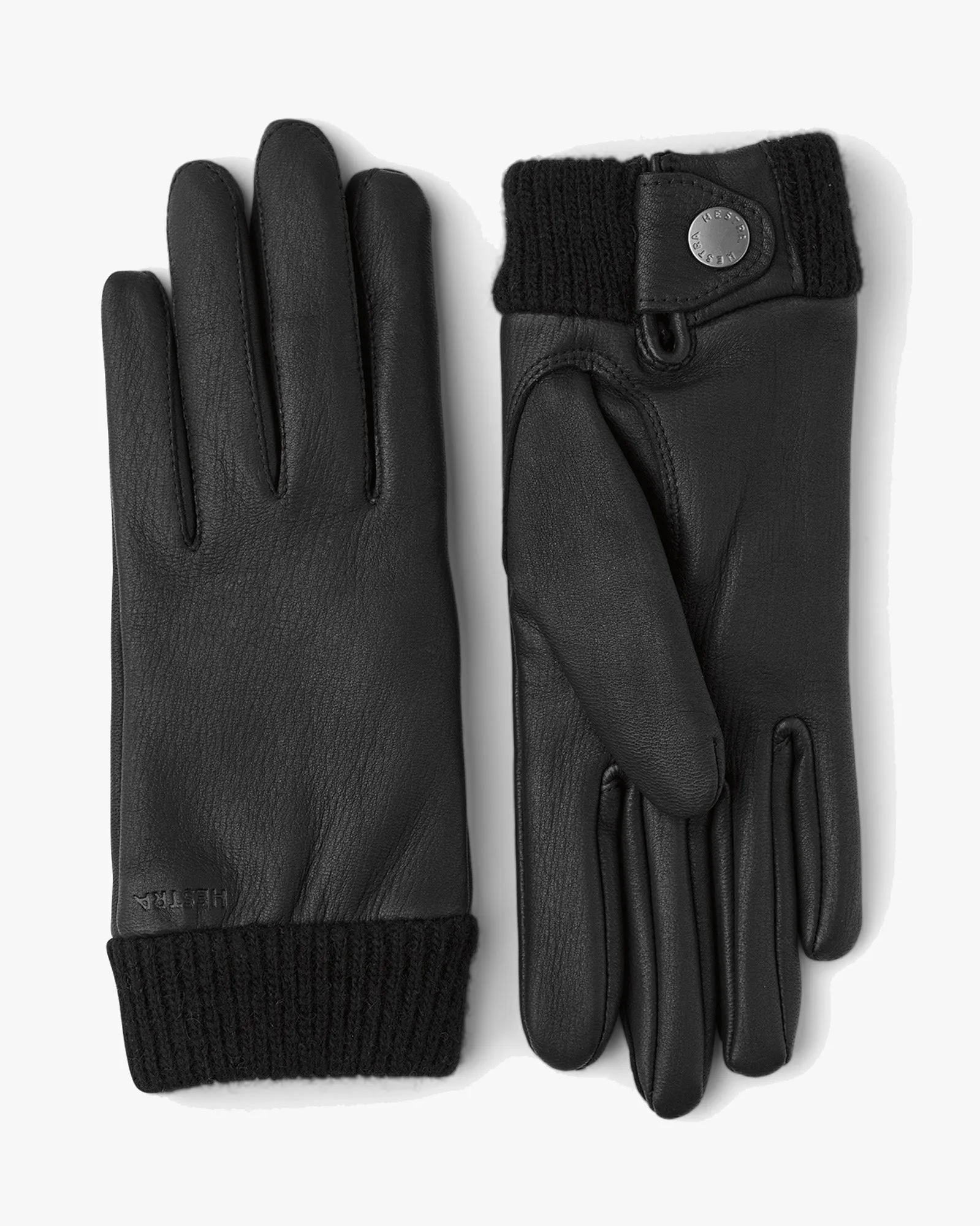 Hestra Womens Idun Wool Lined Deerskin Leather Gloves - Black