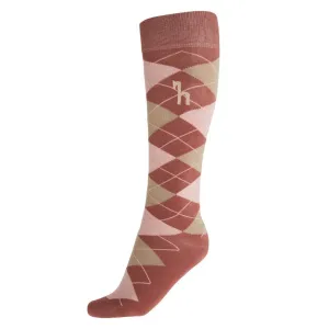 Horze- Alana Checkered Sock (Mahogony/Sesame/Light Grey)