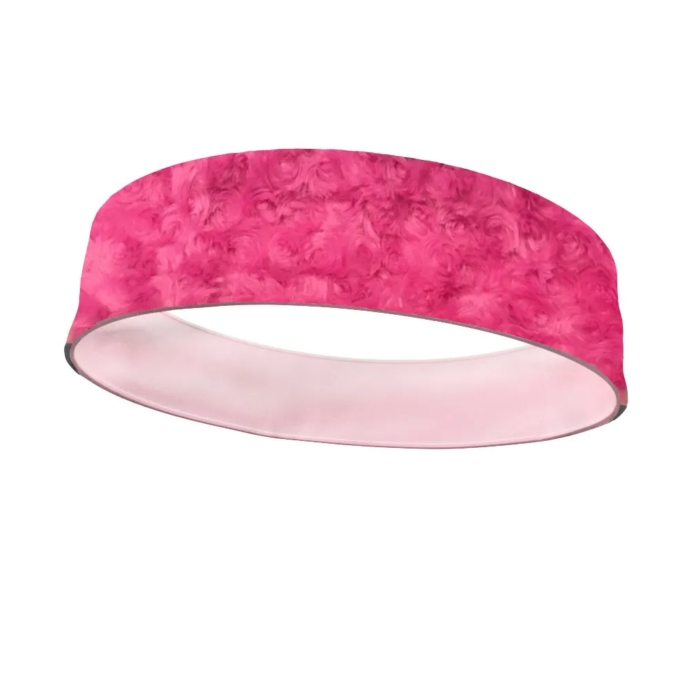 Hot Pink Furry Headband with Baby Pink Wicking Lining - Flat Back