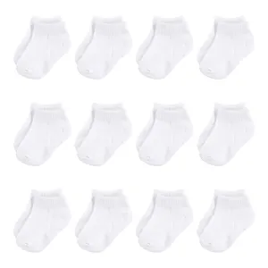 Hudson Baby Cotton Rich Newborn and Terry Socks, White No-Show