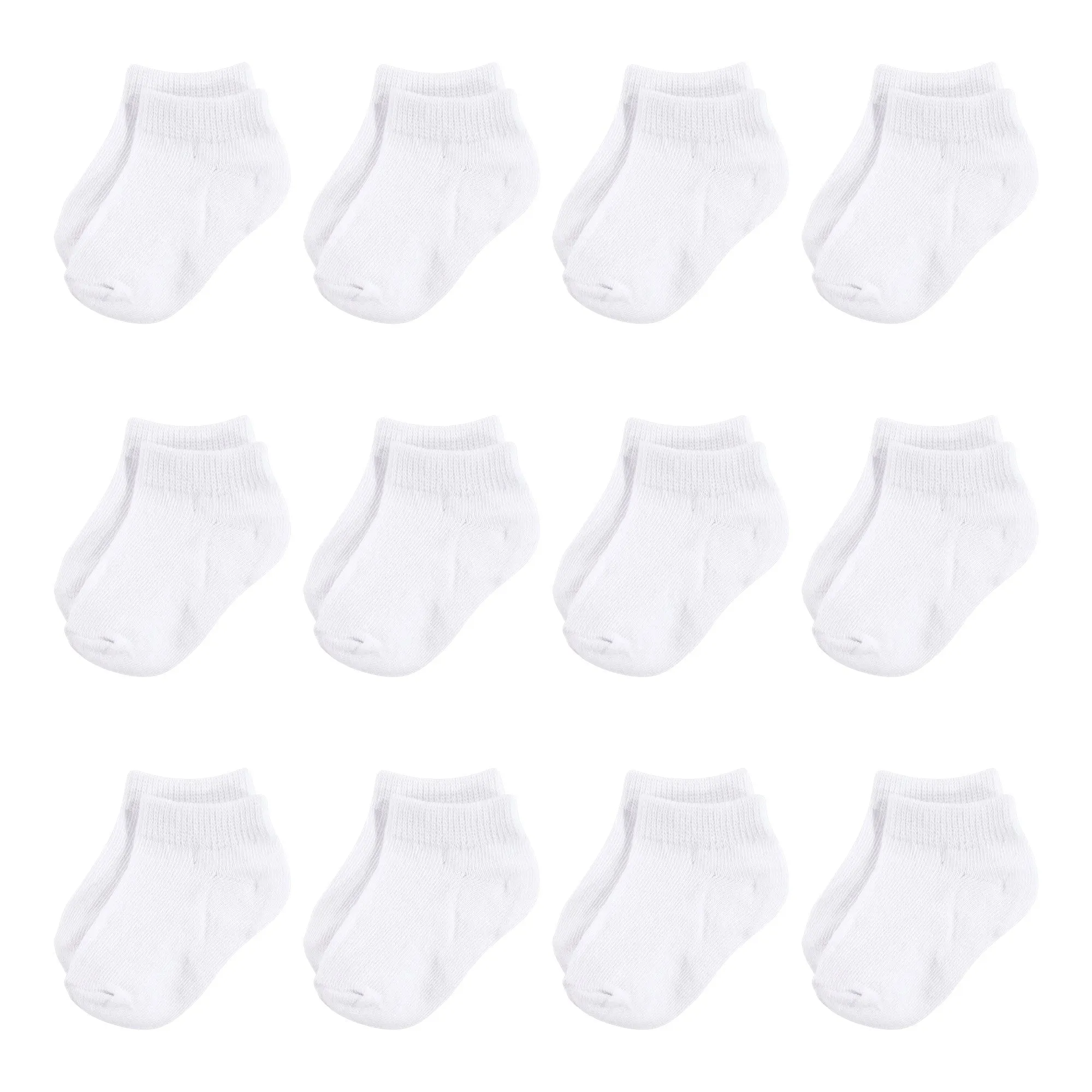 Hudson Baby Cotton Rich Newborn and Terry Socks, White No-Show