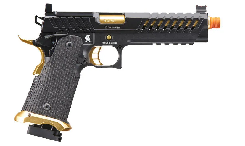 Lancer Tactical Knightshade Hi-Capa Gas Blowback Airsoft Pistol w/ Red Dot Mount - Black & Gold