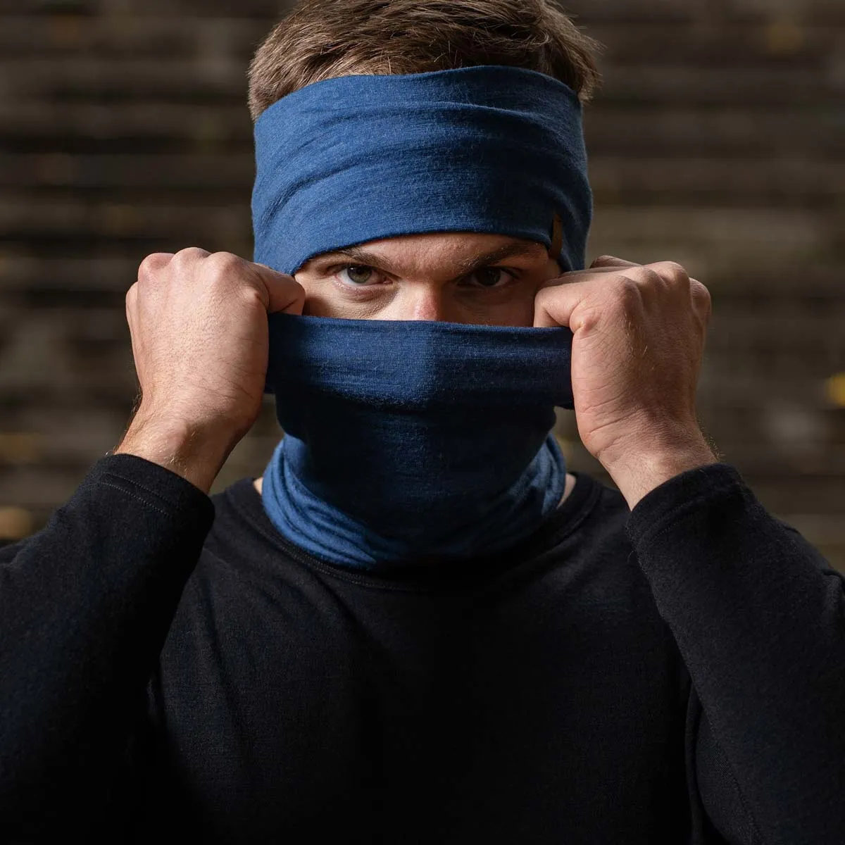 Men's Headband & Gaiter 2-Piece Denim