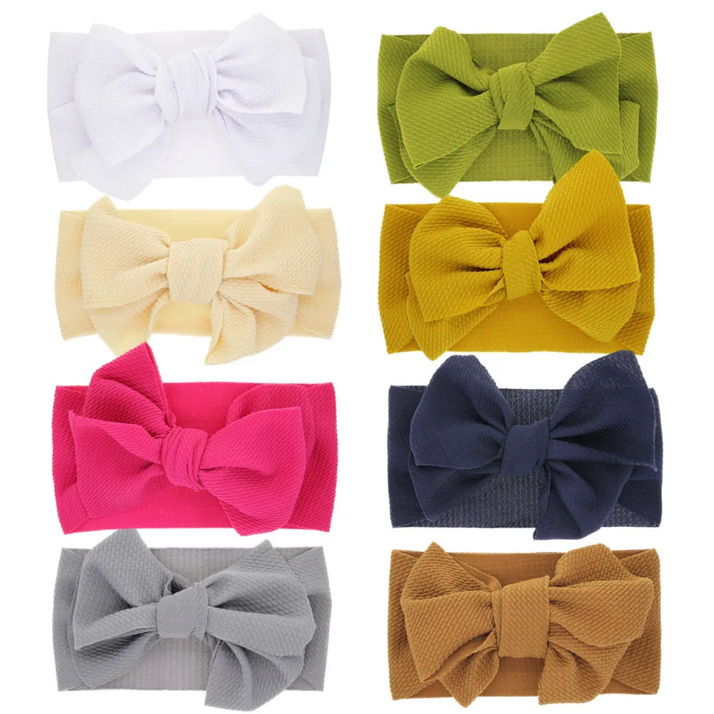 New-born baby's solid-colored bow headband