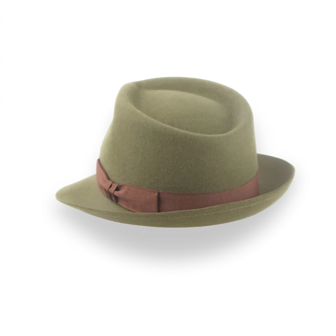 Olive Green Fur Felt Trilby Fedora Hat | The Colombo