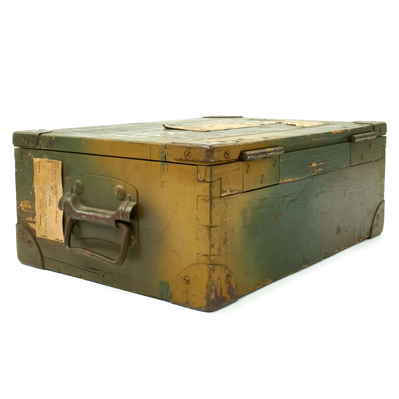 Original German WWII USGI Captured Normandy Camouflage Bring Back Box with Contents