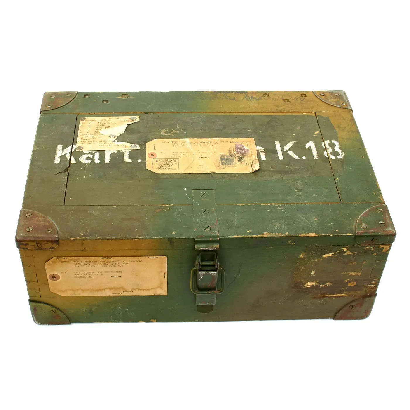 Original German WWII USGI Captured Normandy Camouflage Bring Back Box with Contents