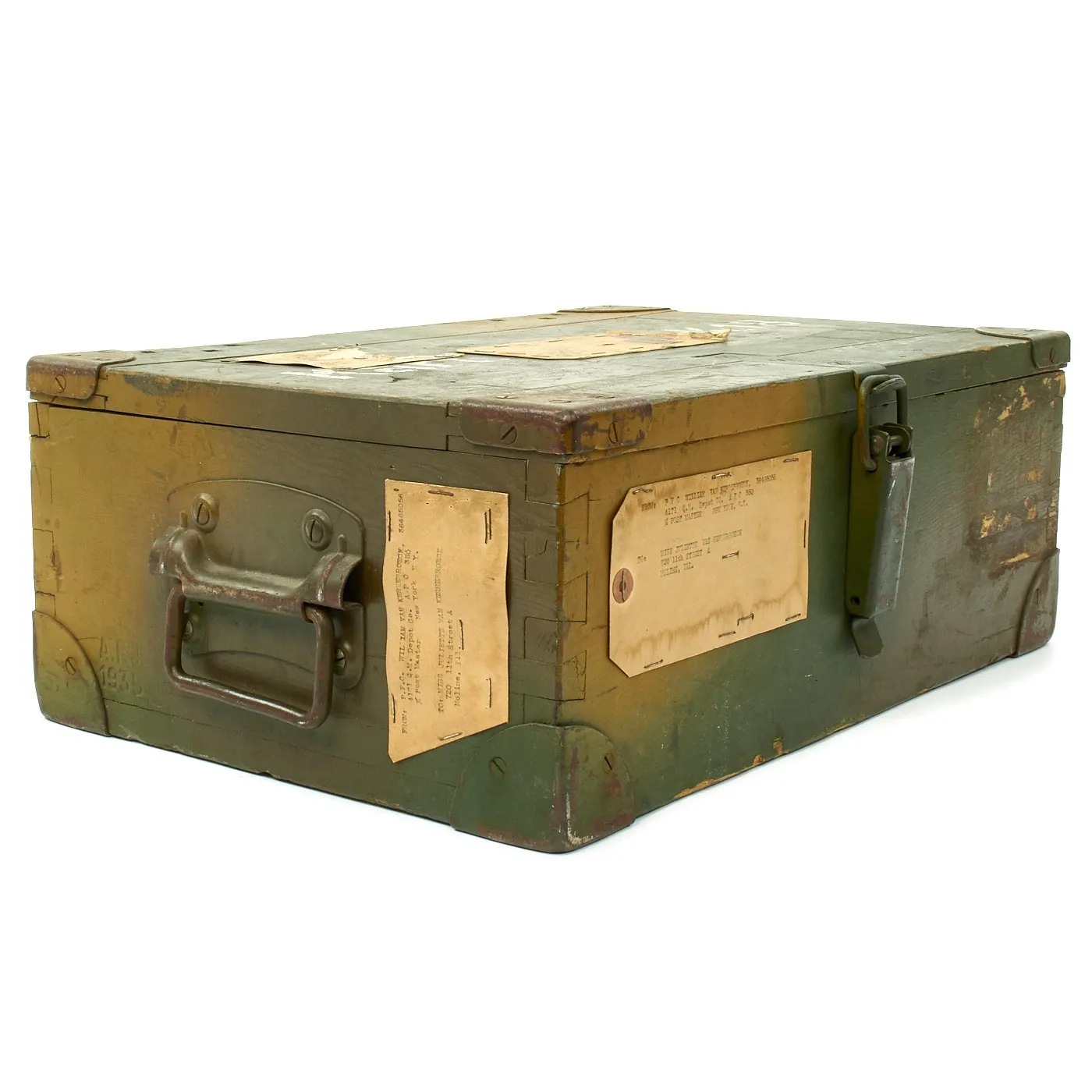 Original German WWII USGI Captured Normandy Camouflage Bring Back Box with Contents